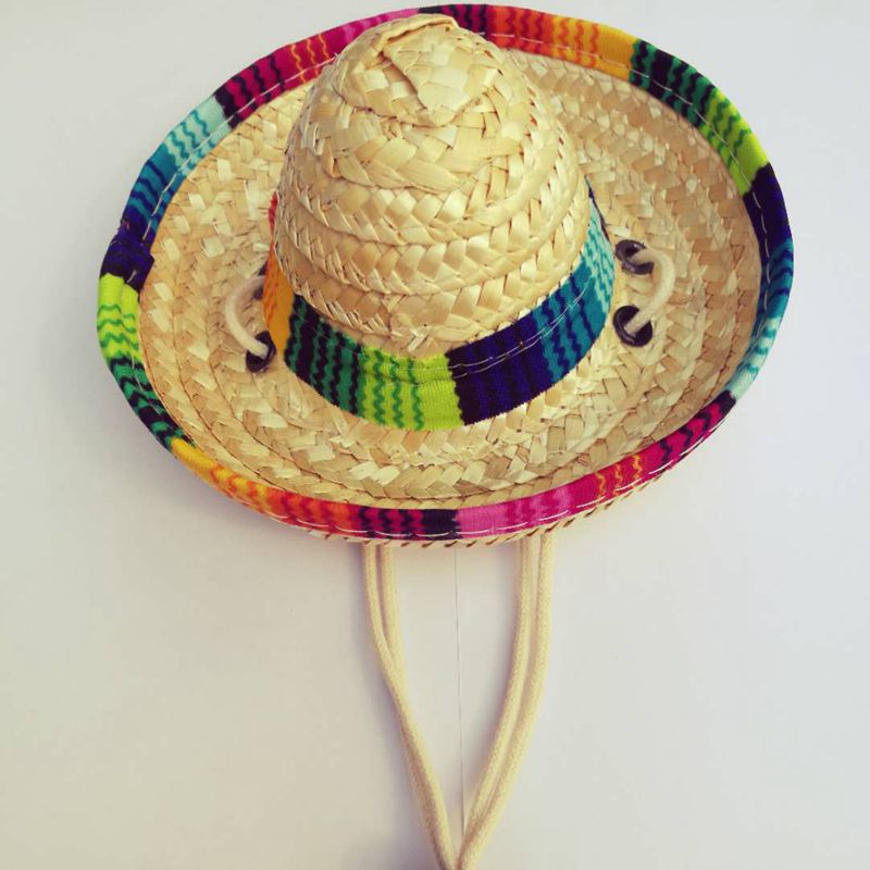Stylish Pet Supplies Straw Woven Mini Dog Hat - Mexican Sun Hat for Cats & Dogs