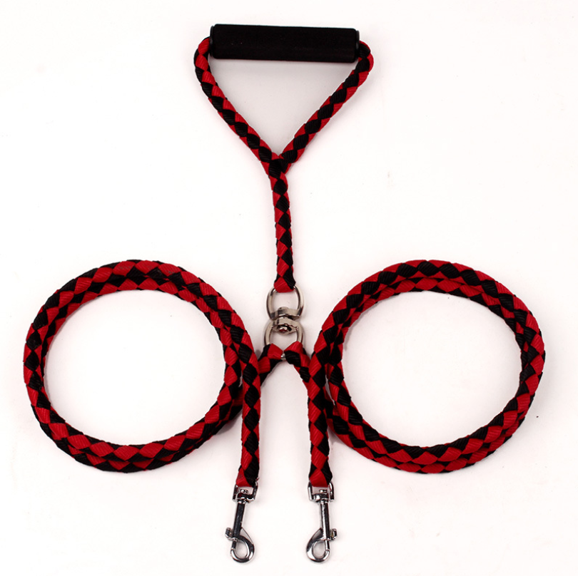 Durable Hand-Knitted Double-Ended Dog Leash - Braided Rope for Outdoor Use