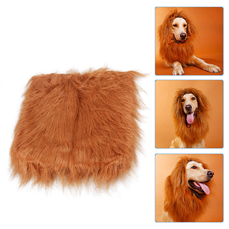 Adorable Pet Cosplay Costume - Winter Warm Lion Mane Wig for Cats & Large Dogs, Perfect Party Apparel & Decoration with Ears