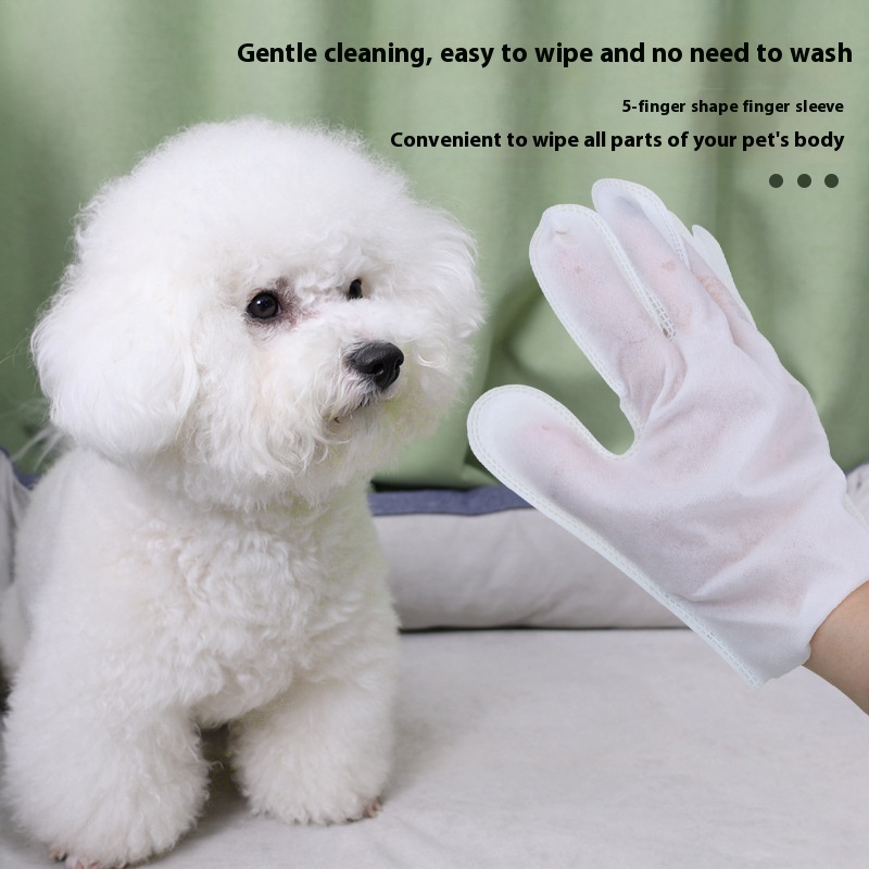 Pet Cleaning Wet Tissue Gloves - 6 Disposable Pieces for Easy Cleanup
