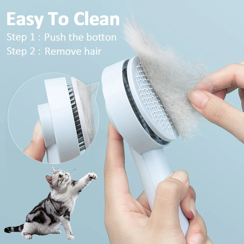 Self-Cleaning Pet Needle Comb Hair Remover Brush for Dogs and Cats - Massage Grooming Supplies