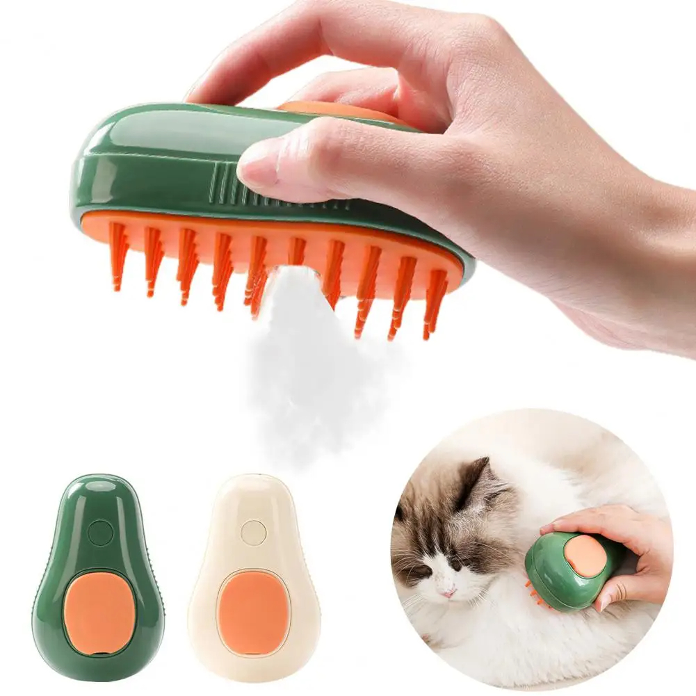 Electric Self-Cleaning Steamy Cat Brush for Cats & Dogs – Avocado Shape Pet Grooming Comb with Massage Spray