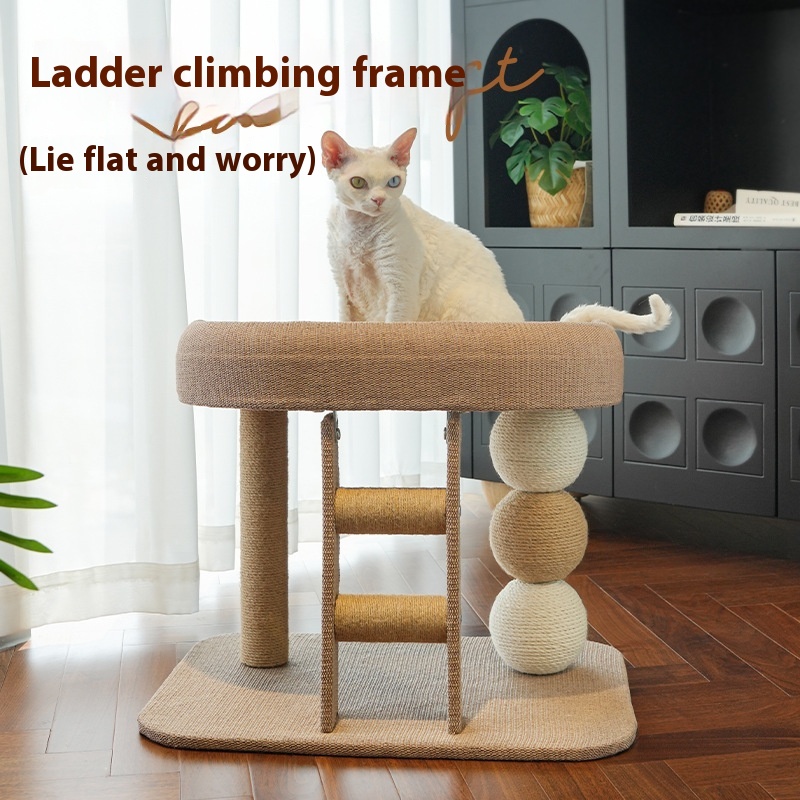 Small Cat Nest Hemp Rope Scratching Post with Integrated Chamfer Design