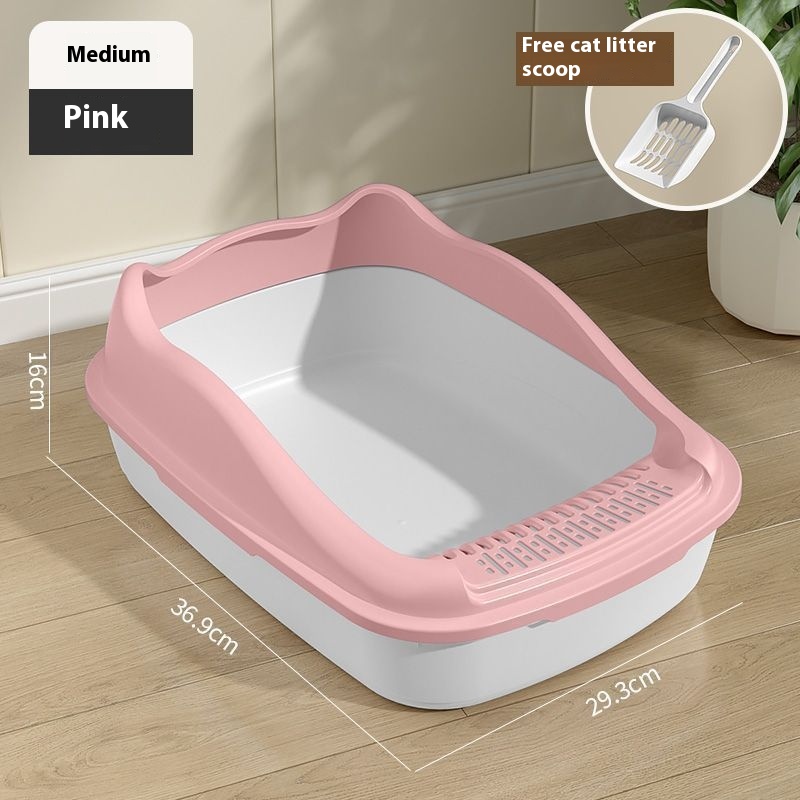 Oversized Semi-Enclosed Litter Box for Cats - Anti-Splash Cat Toilet Basin