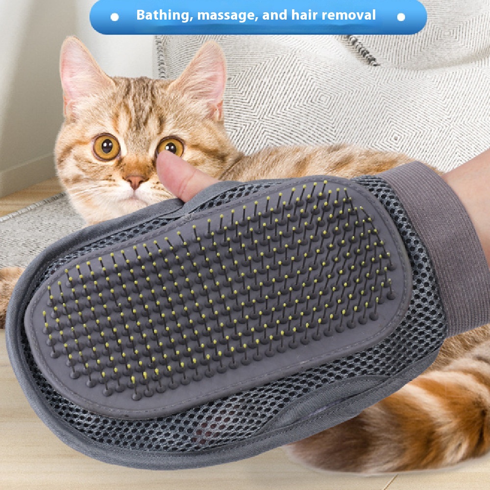 Pet Grooming Comb and Bath Massage Gloves for a Relaxing Experience
