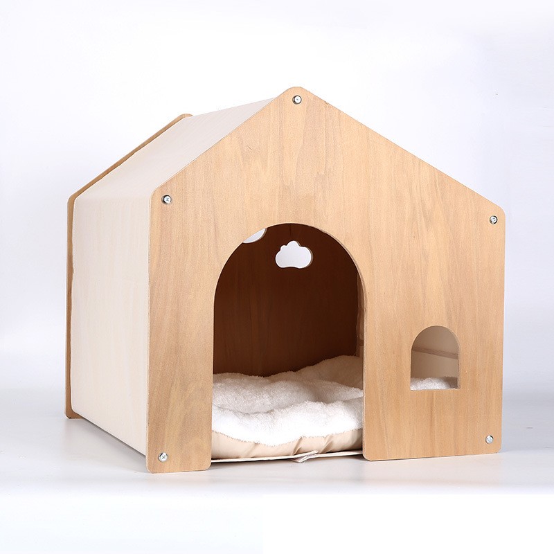 Eco-Friendly Solid Wood Pet Tent - Universal Wooden Kennel for All Seasons