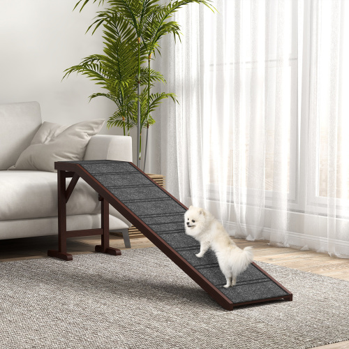 PawHut Dog Ramp for Bed – Non-Slip Carpet Pet Ramp for Dogs, 74 X 16 X 25, Brown