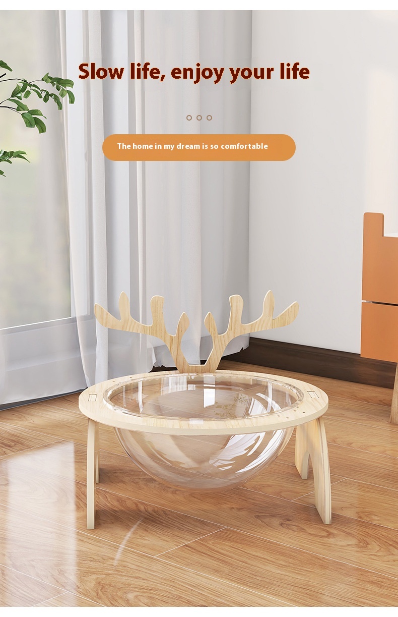 Antlers Cat Nest - All-Season Universal Pet Supplies Chamfer Space Capsule Solid Wood Cat Bed