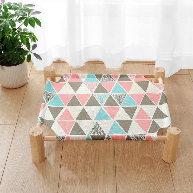 Moistureproof Wooden Frame Canvas Cat Pet Hammock for Comfort and Style