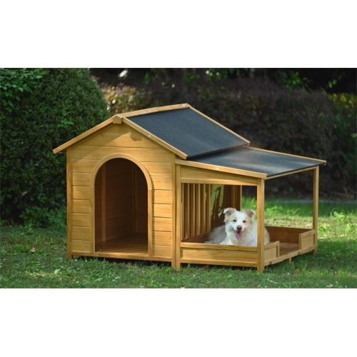 Spacious Wooden Dog House with Porch - Perfect for Your Furry Friend