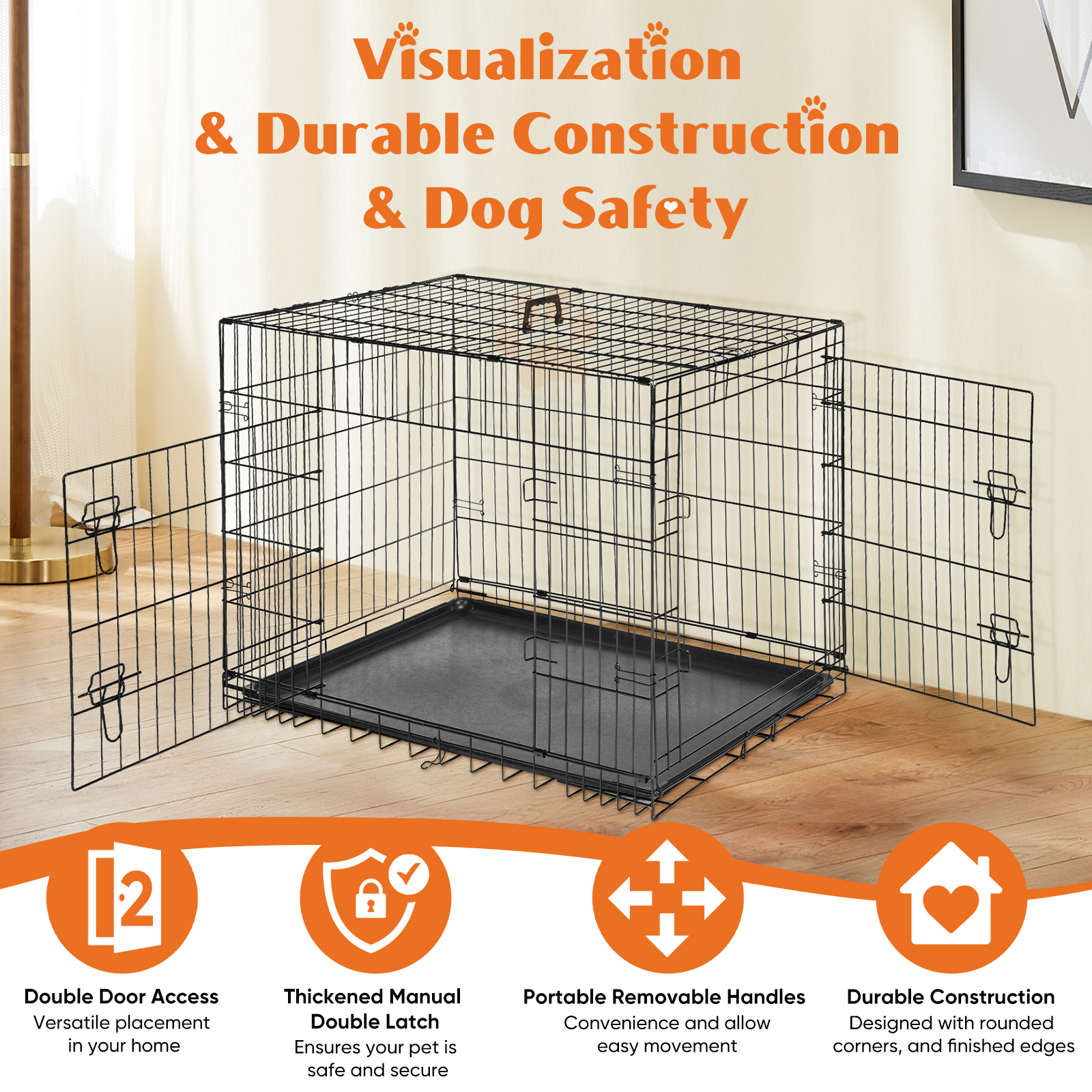 Two-Door Dog Cage for Easy Access and Secure Containment