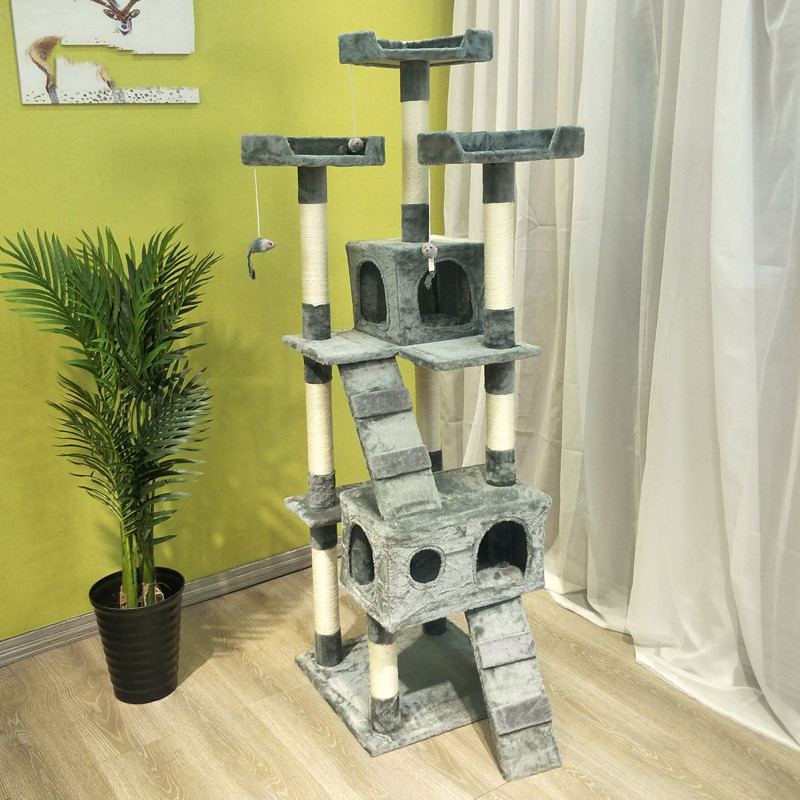 Large Cat Climbing Frame Toy - Multi-Layer Jumping Platform with Grinding Claw Grab Column