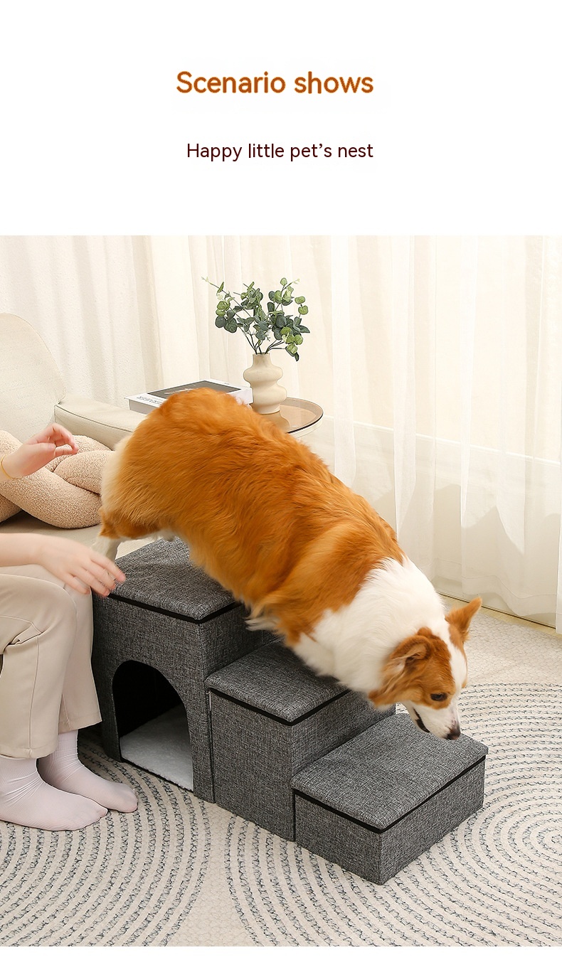 Foldable Pet Ladder for Dogs and Cats - Easy Steps for Safe Climbing
