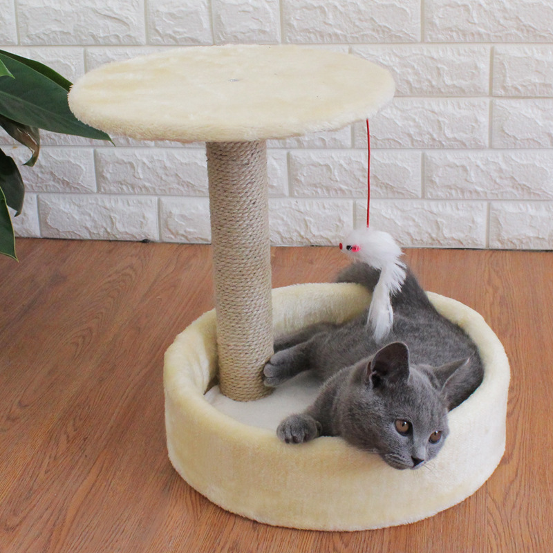 Compact Cat Tree with Sisal Toy and Jumping Platform - All-Season Cat House