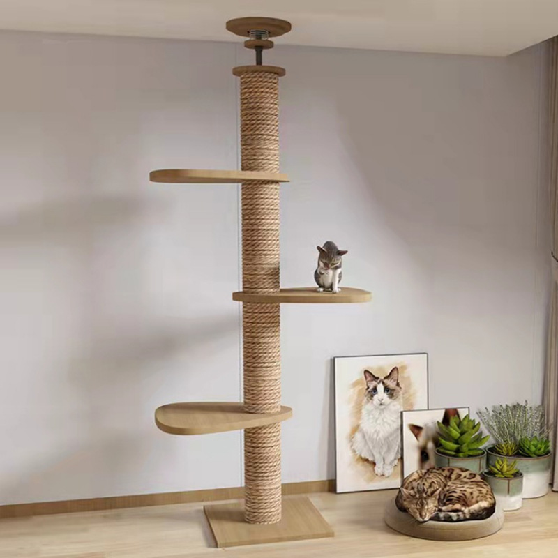 Solid Wood Cat Climbing Frame - Durable Column Toy for Active Cats