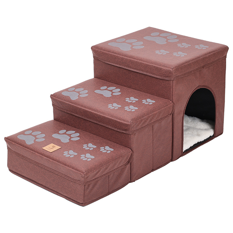 Multifunctional Cat Kennel Cage with Dog Stairs for Upper Bed & Sofa - Puppy Climbing Pet Supplies
