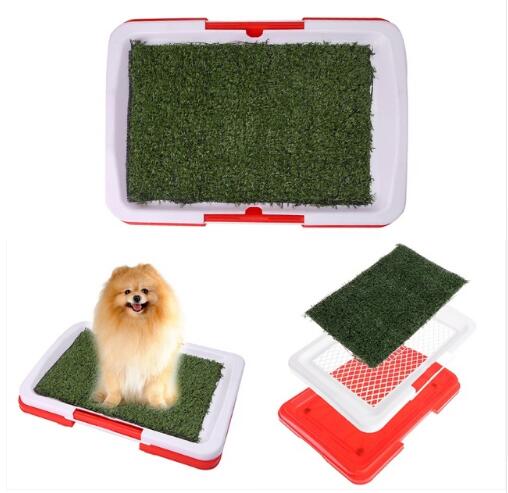 3-Layer Large Dog Potty Training Pee Pad Mat - Puppy Tray with Grass Simulation for Indoor Pet Training Supplies