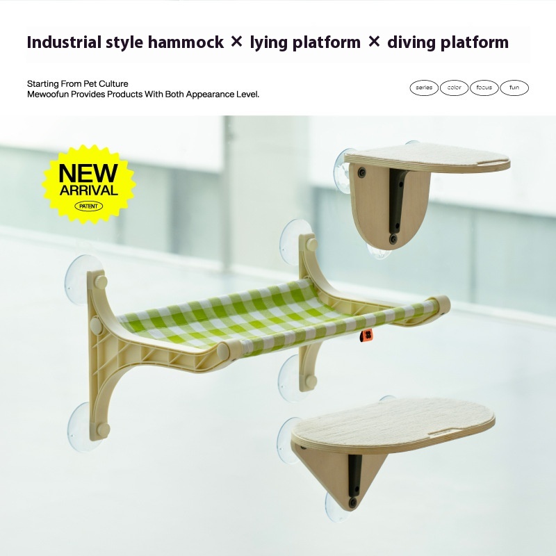 Cat Hammock with Window Suckers - Hanging Balcony Glass Swing for Cats