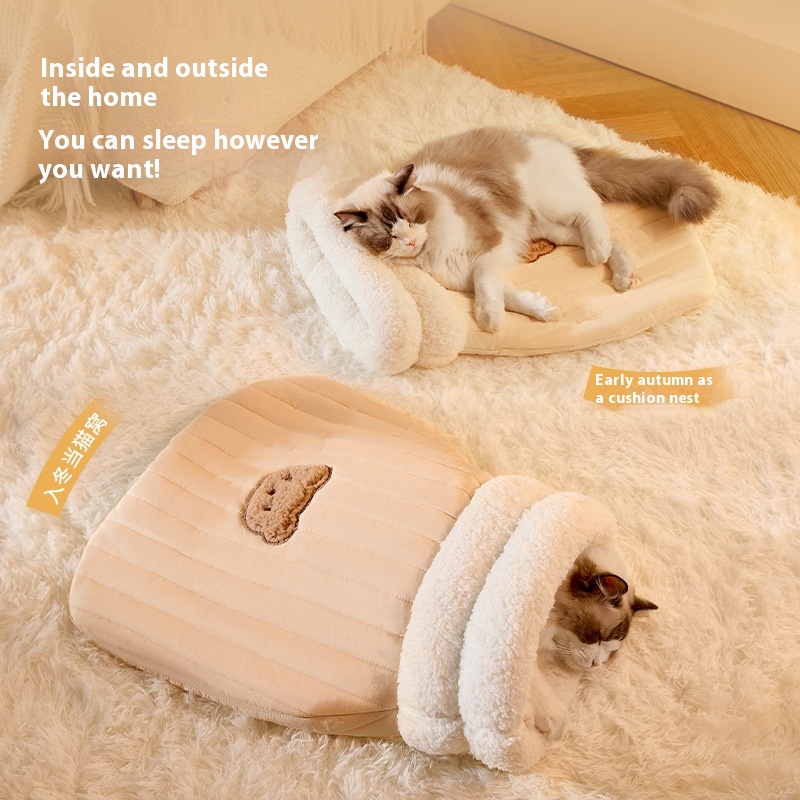 Cozy Sleeping Bag with Closed Pocket - Ideal Cat Nest for Warm Comfort