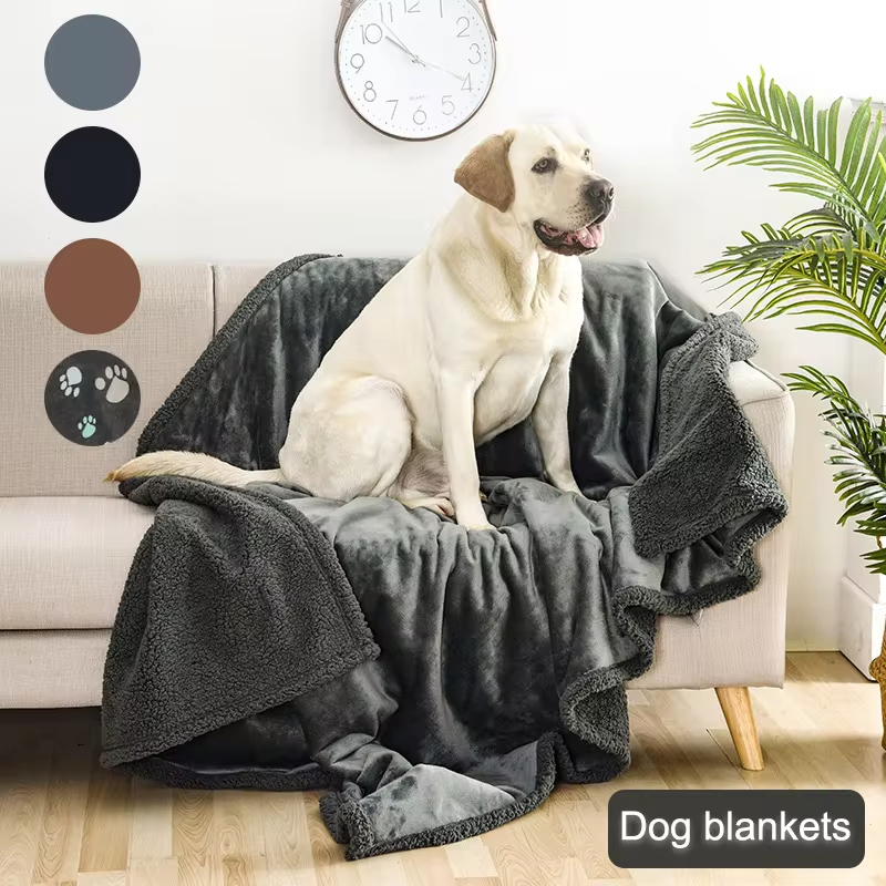 Cozy Flannel Cotton Wool Sherpa Thick Pet Blanket for Dog Kennels