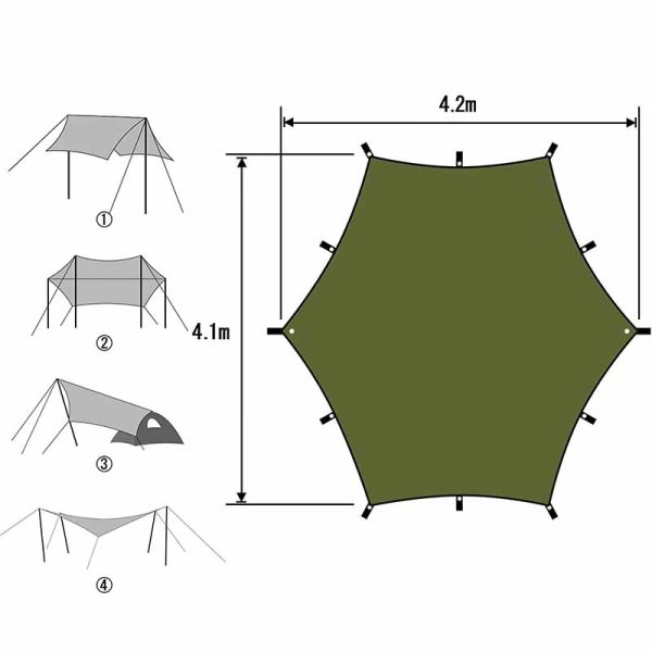 Hexagonal Sunshade Shelter Tarp for Camping and Outdoor Activities - Image 7