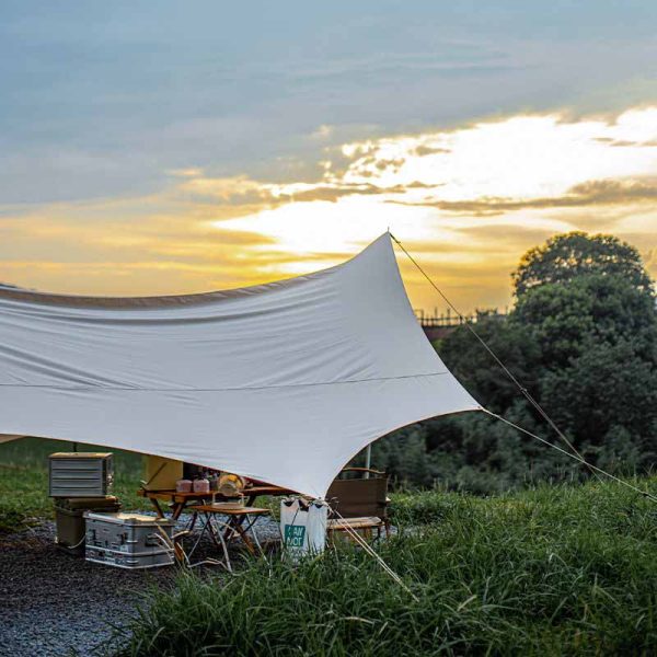 Durable Canvas Camping Shelter Sunshade Tarp for Outdoor Adventures - Image 3