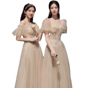 Stylish Women's Elegant Long Slimming Bridesmaid Dress for Special Occasions