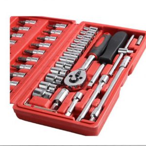 46-Piece Socket Wrench Set for Car Repairs - Durable Ratchet Wrench Included