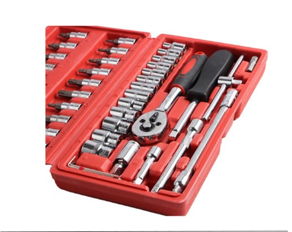 46-Piece Socket Wrench Set for Car Repairs - Durable Ratchet Wrench Included