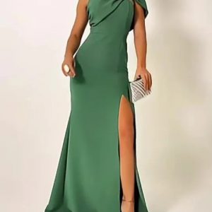 Elegant Green Bow Tube Top Evening Dress for Stunning Occasions