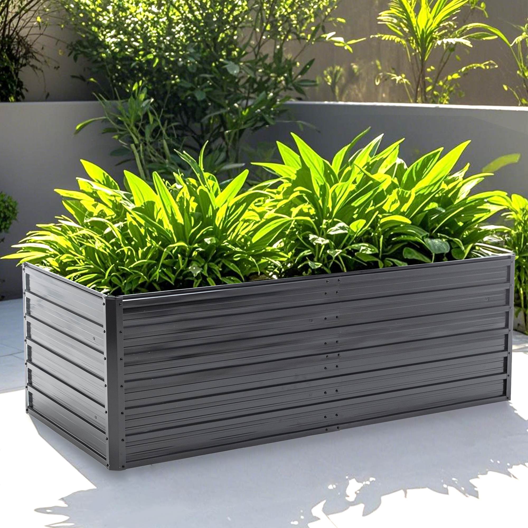 Galvanized Outdoor Raised Garden Bed Kit - Black Rectangle Planter for Vegetables, Fruits, and Herbs - Image 12