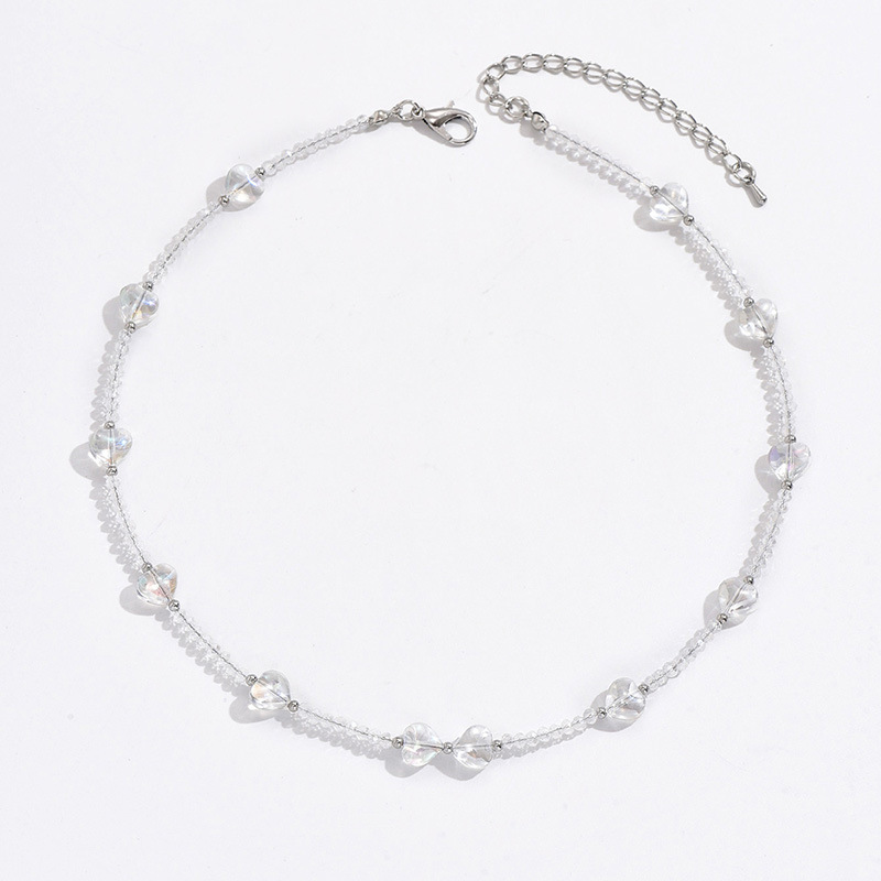 Stunning Women's Heart-shaped Crystal Necklace with Beaded Design - Image 5