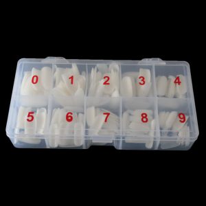 500 Piece Transparent Nail Art Box - Fully & Half Pasted Fake Nail Armor Pieces for Natural French Style