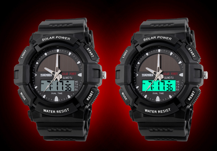 Fashionable Outdoor Sports Men's Solar Watch - Waterproof Double Display Electronic Timepiece for Students - Image 4