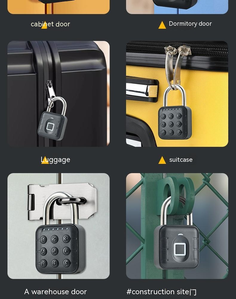 Secure Fingerprint Lock Padlock - Waterproof Anti-Theft Password Lock for Cabinets & Doors with APP Control - Image 3