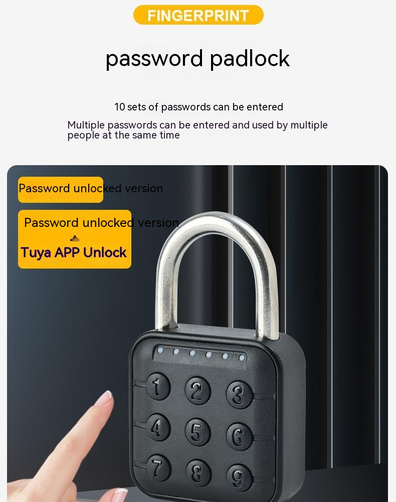 Secure Fingerprint Lock Padlock - Waterproof Anti-Theft Password Lock for Cabinets & Doors with APP Control - Image 5