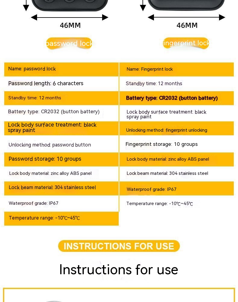 Secure Fingerprint Lock Padlock - Waterproof Anti-Theft Password Lock for Cabinets & Doors with APP Control - Image 6