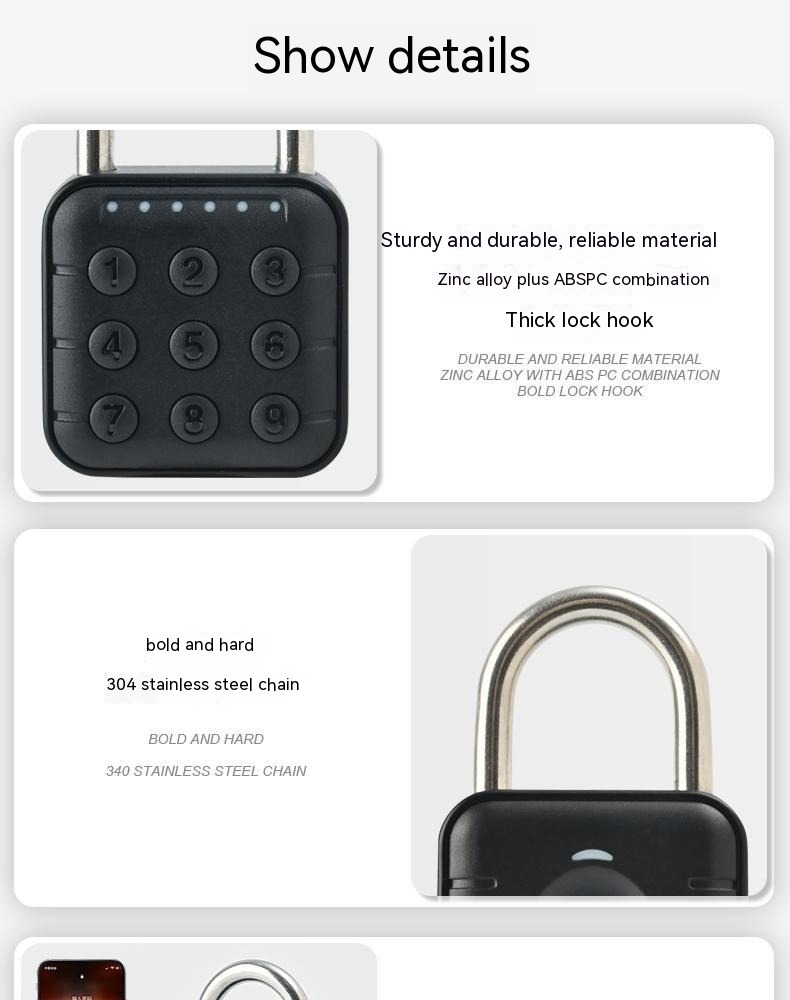 Secure Fingerprint Lock Padlock - Waterproof Anti-Theft Password Lock for Cabinets & Doors with APP Control - Image 9