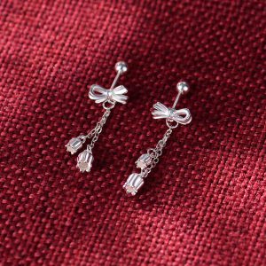 Bow Eardrops with Sweet Tassel - Ethnic Minorities Bone Studs for Timeless Style