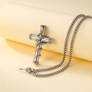 18k Gold Detachable Cross Snake Necklace - Stylish Clavicle Chain Jewelry for Valentine's Day and Memorable Gifts