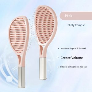 High Skull Top Hair Comb & Tennis Racket Fluffy Combs - Airbag Cushion Massage Detangler Brush for Thick, Curly Hair - Self-Cleaning Barber Tool