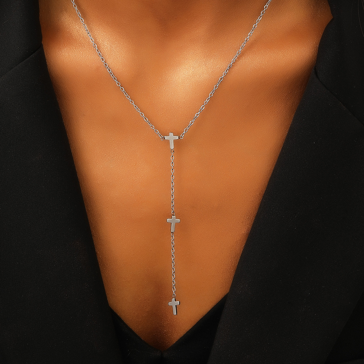 Stunning Titanium Steel & Stainless Steel Necklace for Women - Cross Heart Design - Image 9