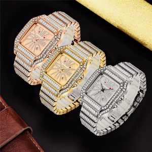 Hip Hop Full Diamond Men's Quartz Watch with Large Dial - Luxury Timepiece
