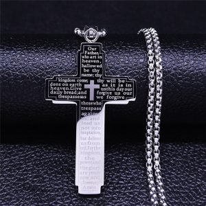 Men's Stainless Steel Cross Frame Chain Necklace - Durable and Stylish