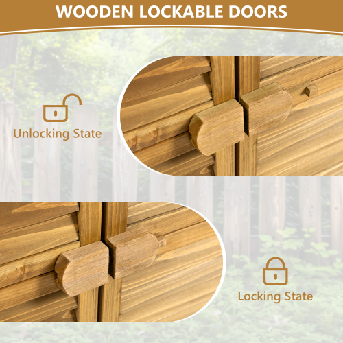 Outdoor Storage Cabinet - Wood Garden Shed with Lockable Door, Waterproof Roof & 2 Removable Shelves | Vertical Outside Storage Shed for Patio, Backyard, and Lawn - Image 6