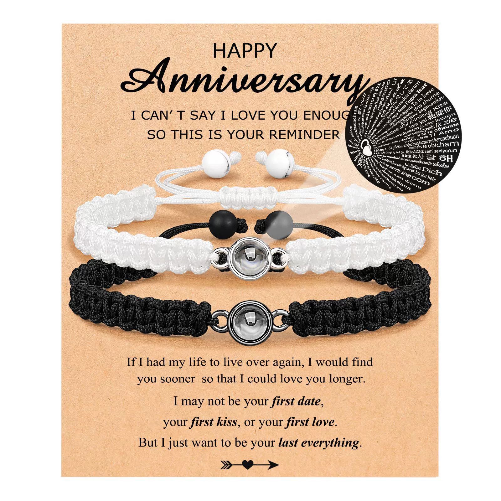 Hand-woven Adjustable Projection Stone Couple Bracelet Set - Perfect Gift - Image 2