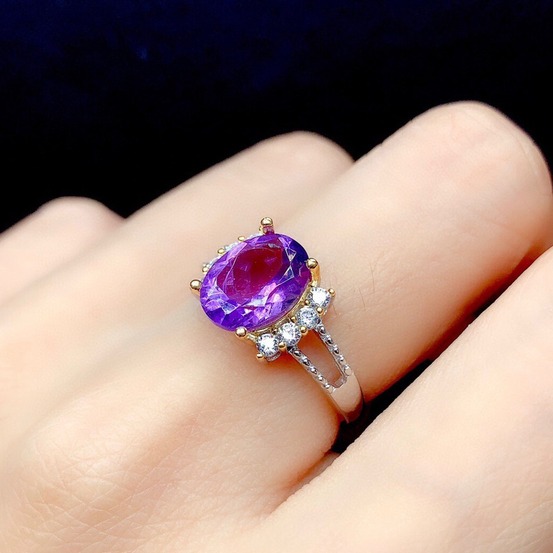Stunning Simulation Amethyst Color Separation Gemstone Open Ring Necklace - Image 12