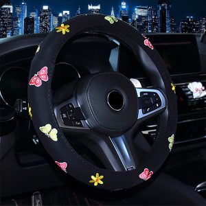 Ladies Butterfly Cherry Blossom Embroidered Steering Wheel Grip Cover