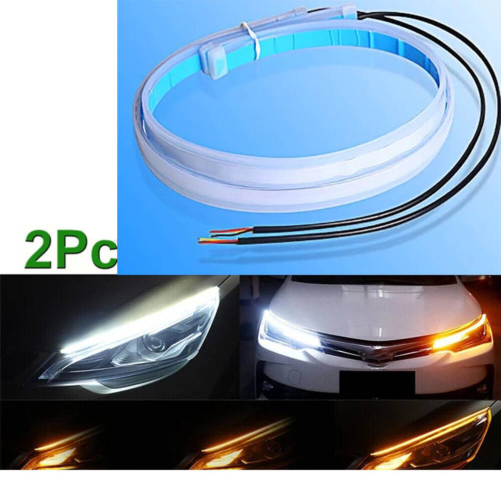 2x Auto LED Blinker Dynamic Strips DRL Headlight Daytime Running Light 60cm - Image 5