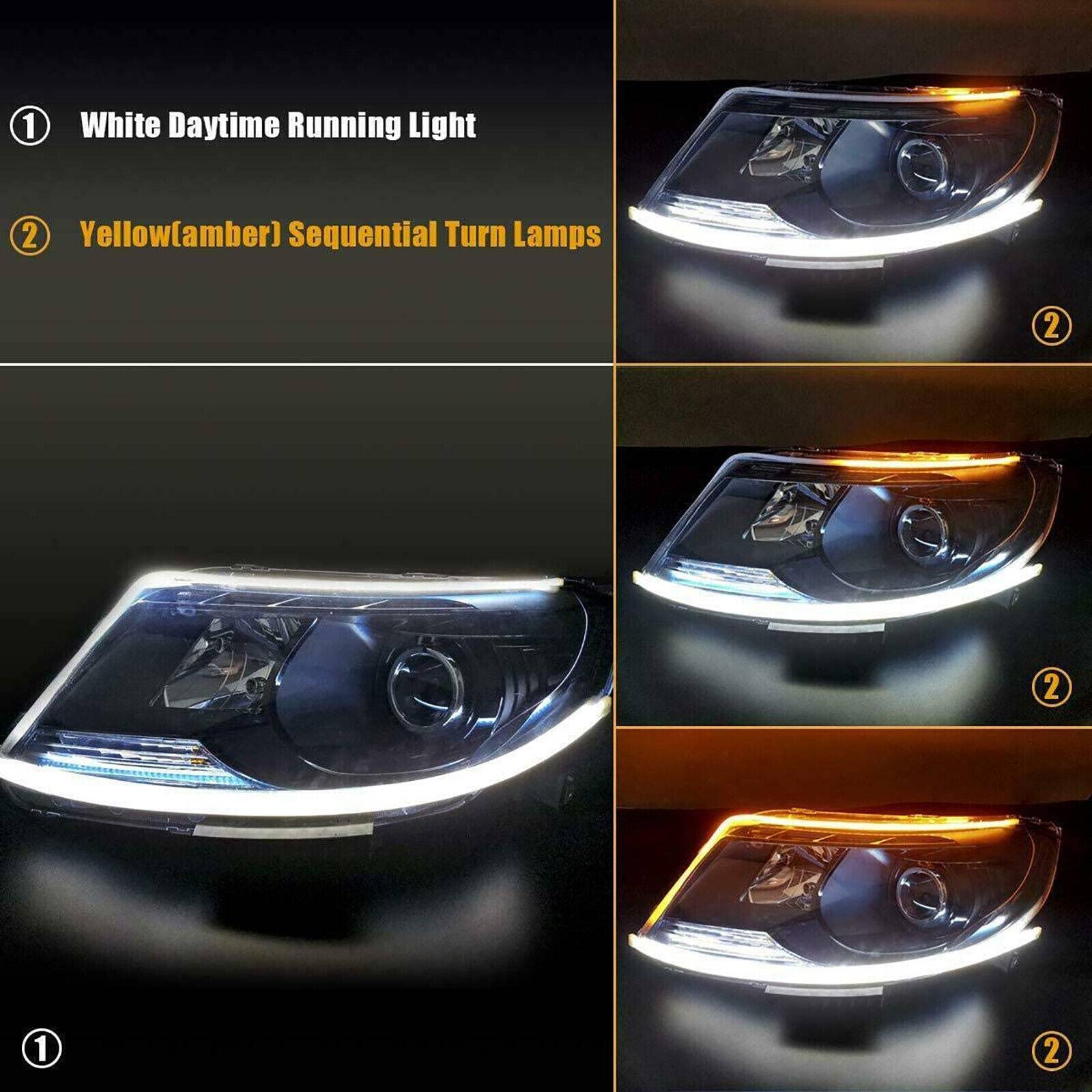 2x Auto LED Blinker Dynamic Strips DRL Headlight Daytime Running Light 60cm - Image 10